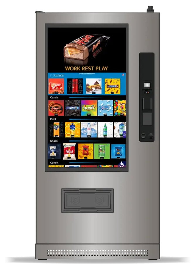 Invenda Vending Machine: Signature Vending Machine with Ad and Selection Menu on Touch Screen